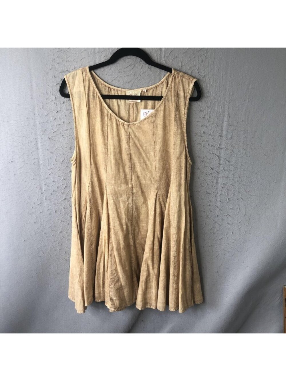 Paper Lace Top Womens XL Beige Cotton Lagenlook Boho Beach Neutral Airy NEW